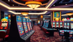 Jouer à des jeux dans un demo casino avec un décor vibrant et interactif.