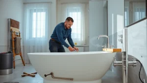 Executing a bathroom install bristol with modern fixtures and elegant design elements.