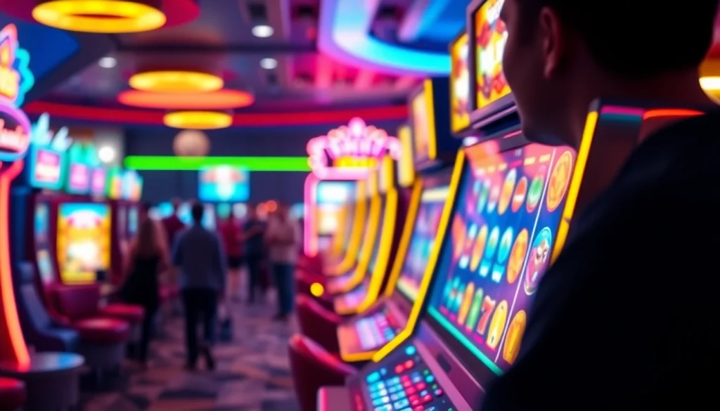 Main player enjoying the excitement of the mild88 slot machine amidst a lively gaming environment.