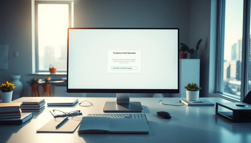 Generate a temporary email quickly with a secure interface in a professional workspace.