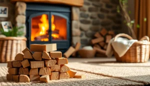 Showcasing the Best wood briquettes Europe in a cozy fireplace setting for eco-friendly heating.